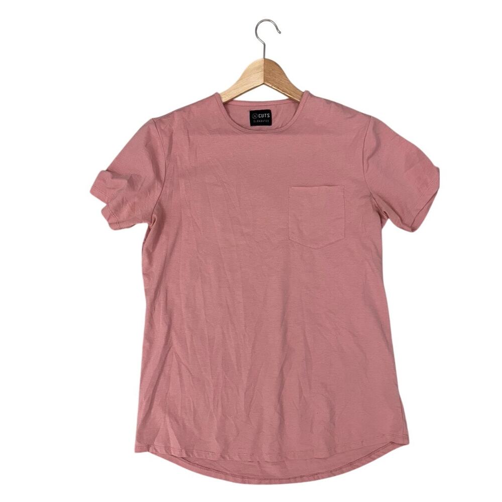 Cuts Elongated T Shirt Pink Men Size Medium